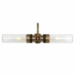 Nevis Double Tube Glass Bathroom Wall Light With Swan Neck IP65 -Home-Lighting Sale mlbwl148antbrscl