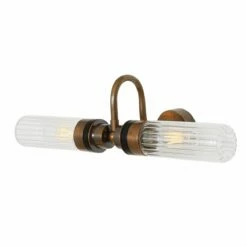 Nevis Double Tube Glass Bathroom Wall Light With Swan Neck IP65