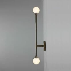 Gunning Double Globe Slim Bathroom Wall Light 28" IP44 24 Gunning Double Globe Slim Bathroom Wall Light 28" IP44 -Home-Lighting Sale mlbwl152antbrs 2
