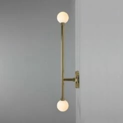 Gunning Double Globe Slim Bathroom Wall Light 28" IP44 32 Gunning Double Globe Slim Bathroom Wall Light 28" IP44 -Home-Lighting Sale mlbwl152polbrs 2