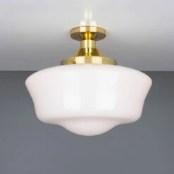Schoolhouse Traditional Flush Ceiling Light 13.8" 17 Schoolhouse Traditional Flush Ceiling Light 13.8" -Home-Lighting Sale mlcf03polbrs