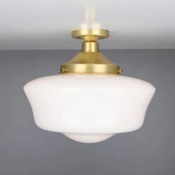 Schoolhouse Traditional Flush Ceiling Light 13.8" 18 Schoolhouse Traditional Flush Ceiling Light 13.8" -Home-Lighting Sale mlcf03satbrs 1