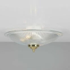 Nicosa Shallow Holophane Glass Flush Ceiling Light 11.9" -Home-Lighting Sale mlcf115polbrs