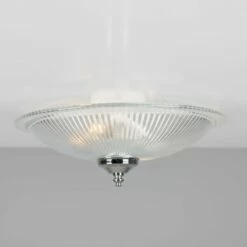 Nicosa Shallow Holophane Glass Flush Ceiling Light 11.9" -Home-Lighting Sale mlcf115polchr