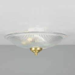 Nicosa Shallow Holophane Glass Flush Ceiling Light 11.9" -Home-Lighting Sale mlcf115satbrs