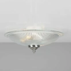 Nicosa Shallow Holophane Glass Flush Ceiling Light 11.9" -Home-Lighting Sale mlcf115satchr