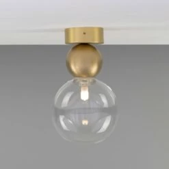 Helena Glass And Brass Ball Ceiling Light 5.9" 15 Helena Glass And Brass Ball Ceiling Light 5.9" -Home-Lighting Sale mlcf125satbrscl 1