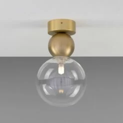 Helena Glass And Brass Ball Ceiling Light 5.9" 16 Helena Glass And Brass Ball Ceiling Light 5.9" -Home-Lighting Sale mlcf125satbrscl 2
