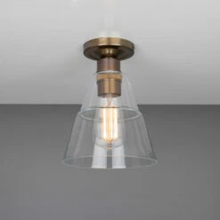 Rigale Flush Ceiling Light With Stepped Glass Lamp Shade -Home-Lighting Sale mlcf15antbrs