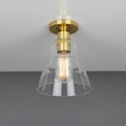 Rigale Flush Ceiling Light With Stepped Glass Lamp Shade -Home-Lighting Sale mlcf15polbrs