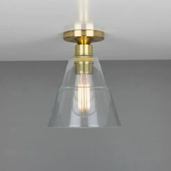 Rigale Flush Ceiling Light With Stepped Glass Lamp Shade -Home-Lighting Sale mlcf15polbrs 1