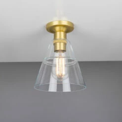 Rigale Flush Ceiling Light With Stepped Glass Lamp Shade -Home-Lighting Sale mlcf15satbrs