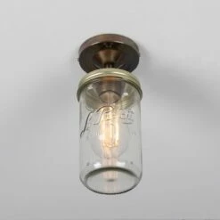 Jam Jar Vintage Flush Ceiling Light -Home-Lighting Sale mlcf16antbrs 2