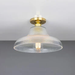 Mono Industrial Holophane Glass Flush Ceiling Light 11.8" -Home-Lighting Sale mlcf18polbrs