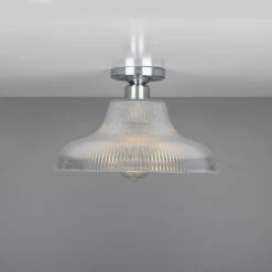 Mono Industrial Holophane Glass Flush Ceiling Light 11.8" -Home-Lighting Sale mlcf18polchr 1