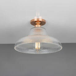 Mono Industrial Holophane Glass Flush Ceiling Light 11.8" -Home-Lighting Sale mlcf18polcop