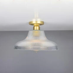 Mono Industrial Holophane Glass Flush Ceiling Light 11.8" -Home-Lighting Sale mlcf18satbrs 1