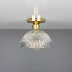 Erbil Prismatic Glass Flush Ceiling Light 7.5" -Home-Lighting Sale mlcf19polbrs 1