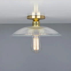 Calix Holophane Glass Flush Ceiling Light 11.8" -Home-Lighting Sale mlcf20polbrs 1