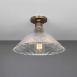 Hanoi Vintage Holophane Glass Flush Ceiling Light 11.8"