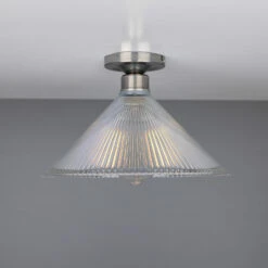 Hanoi Vintage Holophane Glass Flush Ceiling Light 11.8" -Home-Lighting Sale mlcf22antslv 1