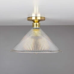 Hanoi Vintage Holophane Glass Flush Ceiling Light 11.8" -Home-Lighting Sale mlcf22polbrs 1
