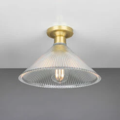 Hanoi Vintage Holophane Glass Flush Ceiling Light 11.8" -Home-Lighting Sale mlcf22satbrs
