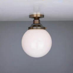 Yerevan Opal Globe Flush Ceiling Light 7.9" -Home-Lighting Sale mlcf28antbrs 1 1