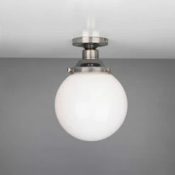 Yerevan Opal Globe Flush Ceiling Light 7.9" -Home-Lighting Sale mlcf28antslv 1