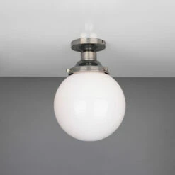 Yerevan Opal Globe Flush Ceiling Light 7.9" -Home-Lighting Sale mlcf28antslv 2