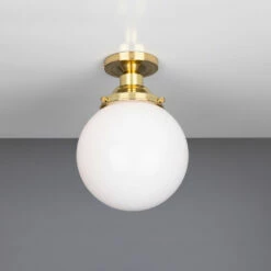Yerevan Opal Globe Flush Ceiling Light 7.9" -Home-Lighting Sale mlcf28polbrs 2