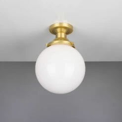 Yerevan Opal Globe Flush Ceiling Light 7.9" -Home-Lighting Sale mlcf28satbrs