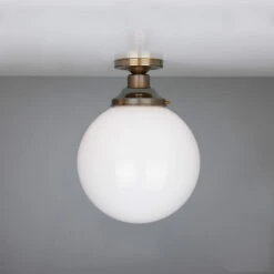 Yerevan Opal Globe Flush Ceiling Light 9.8" -Home-Lighting Sale mlcf29antbrs 1