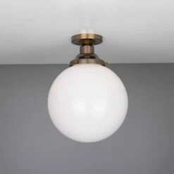 Yerevan Opal Globe Flush Ceiling Light 9.8" -Home-Lighting Sale mlcf29antbrs 2