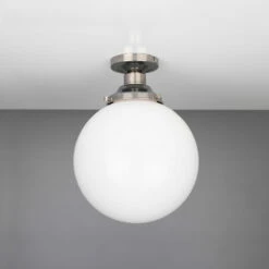 Yerevan Opal Globe Flush Ceiling Light 9.8" -Home-Lighting Sale mlcf29antslv 2