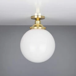 Yerevan Opal Globe Flush Ceiling Light 9.8" -Home-Lighting Sale mlcf29polbrs 1
