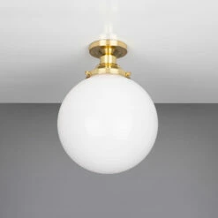 Yerevan Opal Globe Flush Ceiling Light 9.8" -Home-Lighting Sale mlcf29polbrs 2