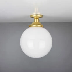 Yerevan Opal Globe Flush Ceiling Light 9.8" -Home-Lighting Sale mlcf29satbrs 1
