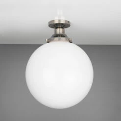Yerevan Opal Globe Flush Ceiling Light 11.8" -Home-Lighting Sale mlcf30antslv 2