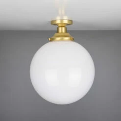 Yerevan Opal Globe Flush Ceiling Light 11.8" -Home-Lighting Sale mlcf30satbrs 2