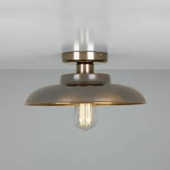 Telal Industrial Factory Flush Ceiling Light 12.6" -Home-Lighting Sale mlcf31antbrs ul 1