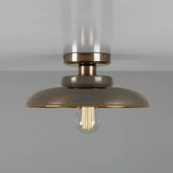 Telal Industrial Factory Flush Ceiling Light 12.6" -Home-Lighting Sale mlcf31antbrs ul 2