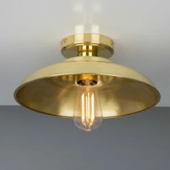 Telal Industrial Factory Flush Ceiling Light 12.6" -Home-Lighting Sale mlcf31polbrs 1 ul