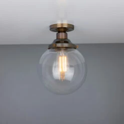 Riad Clear Glass Globe Flush Ceiling Light 7.9" 15 Riad Clear Glass Globe Flush Ceiling Light 7.9" -Home-Lighting Sale mlcf33antbrs