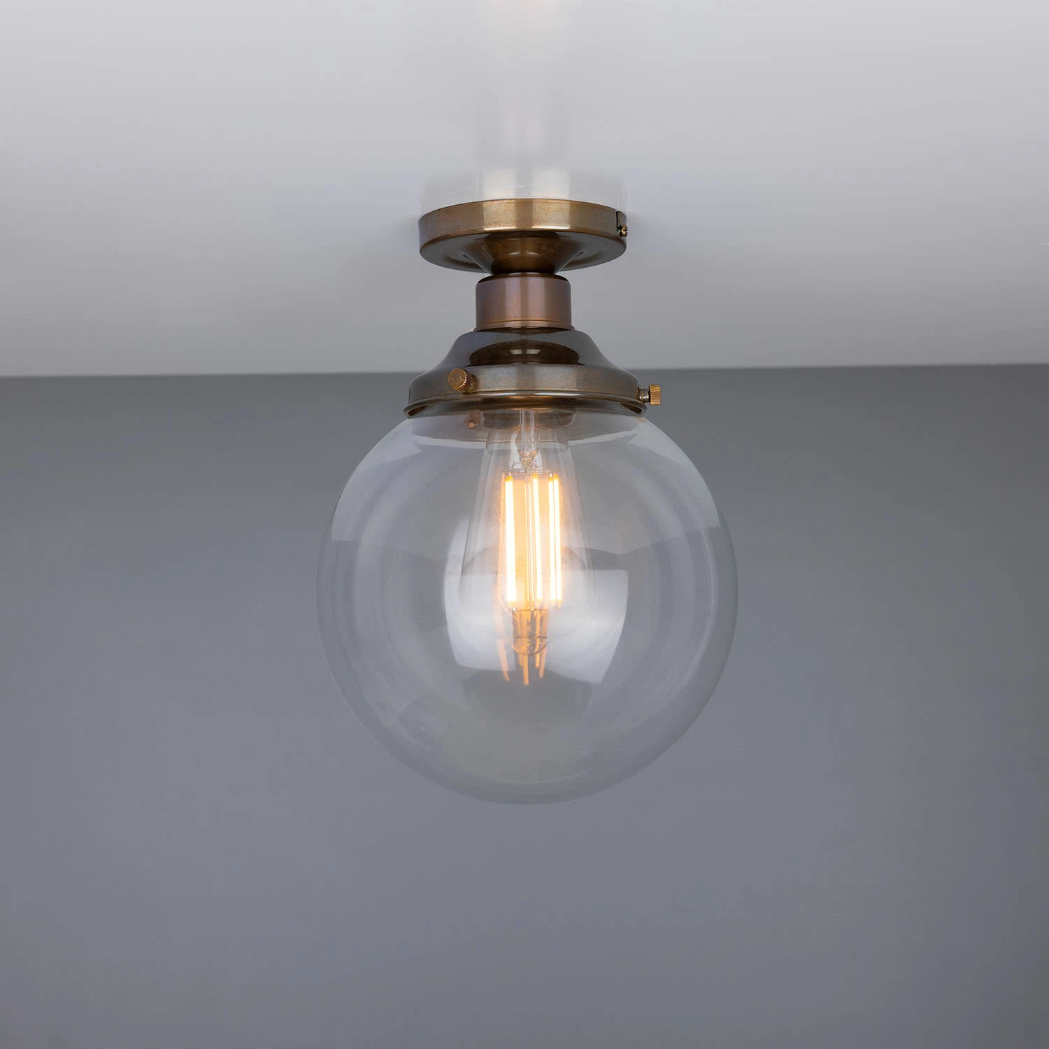 Riad Clear Glass Globe Flush Ceiling Light 7.9" 6 Riad Clear Glass Globe Flush Ceiling Light 7.9" - Image 4