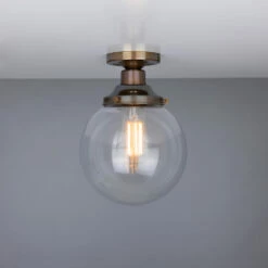 Riad Clear Glass Globe Flush Ceiling Light 7.9" 14 Riad Clear Glass Globe Flush Ceiling Light 7.9" -Home-Lighting Sale mlcf33antbrs 1