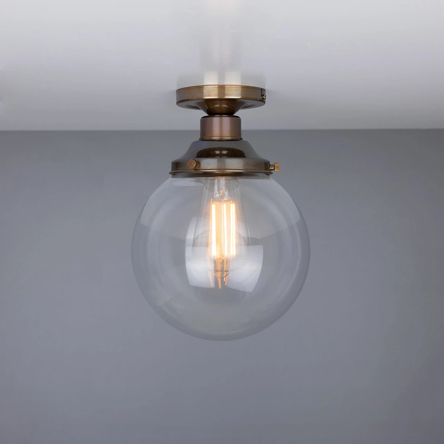 Riad Clear Glass Globe Flush Ceiling Light 7.9" 5 Riad Clear Glass Globe Flush Ceiling Light 7.9" - Image 3