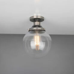 Riad Clear Glass Globe Flush Ceiling Light 7.9" 17 Riad Clear Glass Globe Flush Ceiling Light 7.9" -Home-Lighting Sale mlcf33antslv