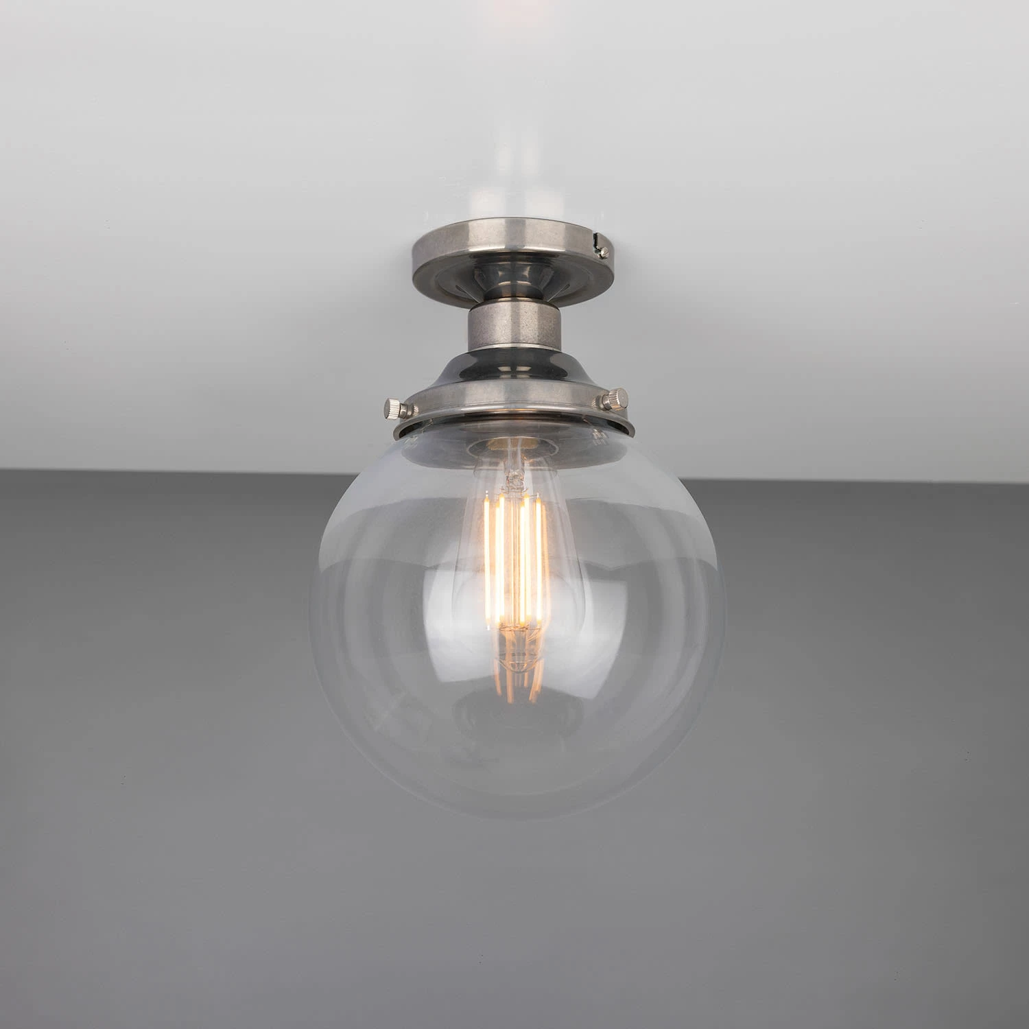Riad Clear Glass Globe Flush Ceiling Light 7.9" 8 Riad Clear Glass Globe Flush Ceiling Light 7.9" - Image 6