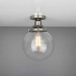 Riad Clear Glass Globe Flush Ceiling Light 7.9" 16 Riad Clear Glass Globe Flush Ceiling Light 7.9" -Home-Lighting Sale mlcf33antslv 1
